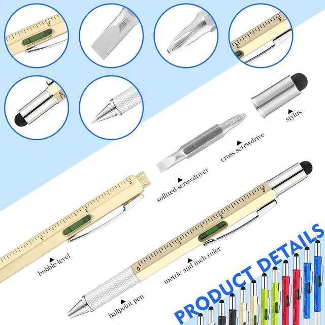 Alt view image 3 of 7 - 100 Sets 6 in 1 Multi Toolpen Fathers Day Dad Gifts for Men Church Christian Gifts Bulk with Religious Bible Cards, Tools Gadgets Stocking Stuffers for Adults Husband Boyfriend (Multicolor)