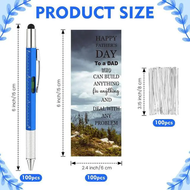 Alt view image 2 of 7 - 100 Sets 6 in 1 Multi Toolpen Fathers Day Dad Gifts for Men Church Christian Gifts Bulk with Religious Bible Cards, Tools Gadgets Stocking Stuffers for Adults Husband Boyfriend (Multicolor)