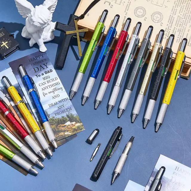 Alt view image 4 of 7 - 100 Sets 6 in 1 Multi Toolpen Fathers Day Dad Gifts for Men Church Christian Gifts Bulk with Religious Bible Cards, Tools Gadgets Stocking Stuffers for Adults Husband Boyfriend (Multicolor)