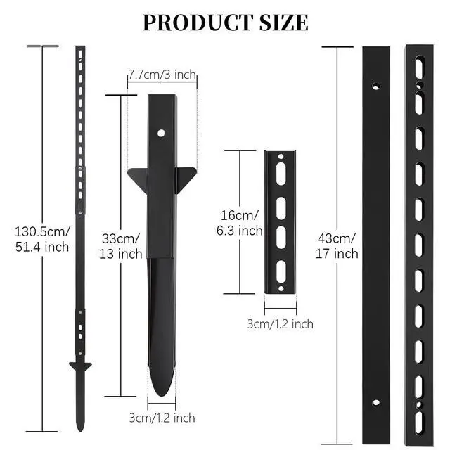 Alt view image 2 of 7 - 2 Pack Yard Sign Stake, 4.3Ft Heavy Duty Height Adjustable Metal Sign Post for Lawn, Garden, Roadside & Parking Lot, Rustproof Wind-Resistant Ground Stake with Pre-Drilled Holes (Black)