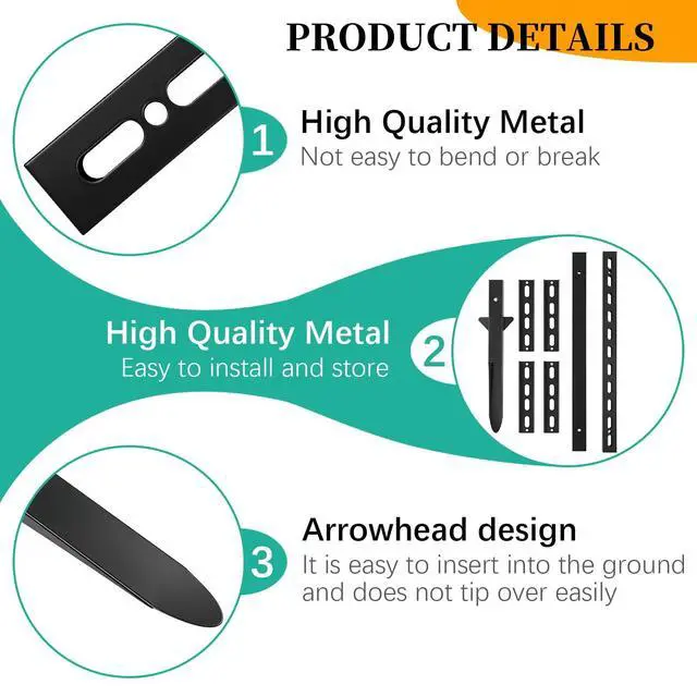 Alt view image 3 of 7 - 2 Pack Yard Sign Stake, 4.3Ft Heavy Duty Height Adjustable Metal Sign Post for Lawn, Garden, Roadside & Parking Lot, Rustproof Wind-Resistant Ground Stake with Pre-Drilled Holes (Black)