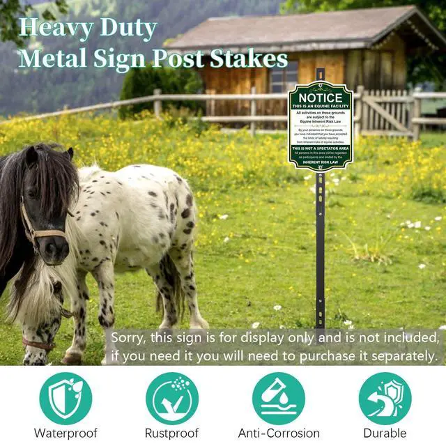 Alt view image 5 of 7 - 2 Pack Yard Sign Stake, 4.3Ft Heavy Duty Height Adjustable Metal Sign Post for Lawn, Garden, Roadside & Parking Lot, Rustproof Wind-Resistant Ground Stake with Pre-Drilled Holes (Black)