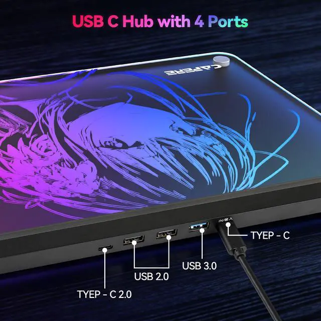 Alt view image 3 of 7 - Tempered Glass Gaming RGB Mouse Pad,13 Lighting Modes,USB Hub 4 Ports,Micro-Etched Surface for Top Speed and Control, Hard Mousepad for FPS & Esports Gaming(15.3" x 11.3")