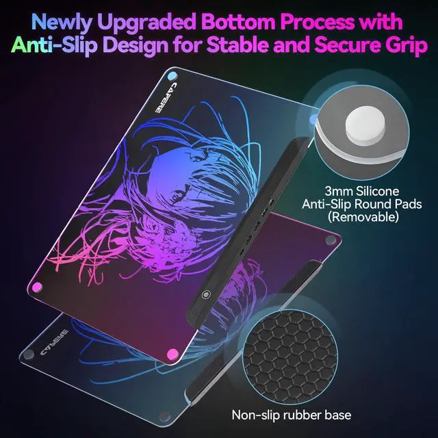 Alt view image 5 of 7 - Tempered Glass Gaming RGB Mouse Pad,13 Lighting Modes,USB Hub 4 Ports,Micro-Etched Surface for Top Speed and Control, Hard Mousepad for FPS & Esports Gaming(15.3" x 11.3")