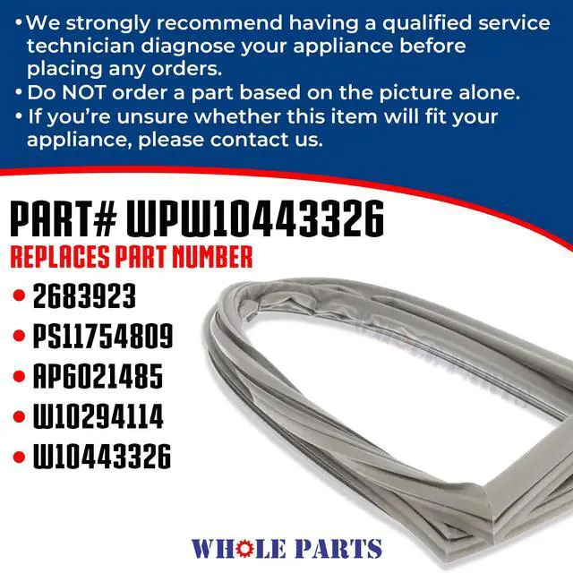 Alt view image 3 of 7 - Upgraded Refrigerator Door Seal Gasket (Magnetic Strip Inside, Grey) 1Piece, Part# WPW10443326 - Replacement & Compatible with Some Jenn Air, Kitchen Aid, Maytag & Whirlpool Refrigerators