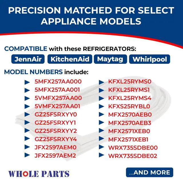 Alt view image 4 of 7 - Upgraded Refrigerator Door Seal Gasket (Magnetic Strip Inside, Grey) 1Piece, Part# WPW10443326 - Replacement & Compatible with Some Jenn Air, Kitchen Aid, Maytag & Whirlpool Refrigerators