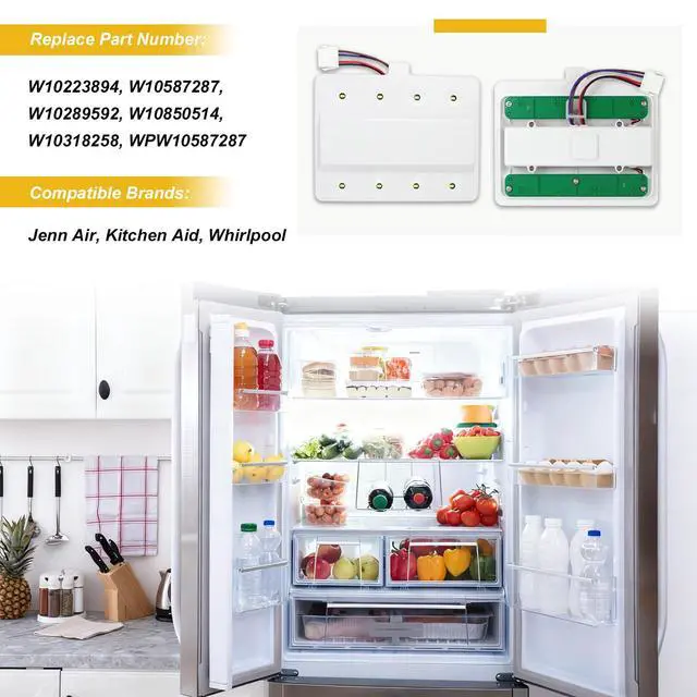 Alt view image 6 of 7 - W11125428 Refrigerator Replacement light LED Assembly Fits For Whirlpool PS12347426 W10223894 W10289592 W10850514 w10289592
