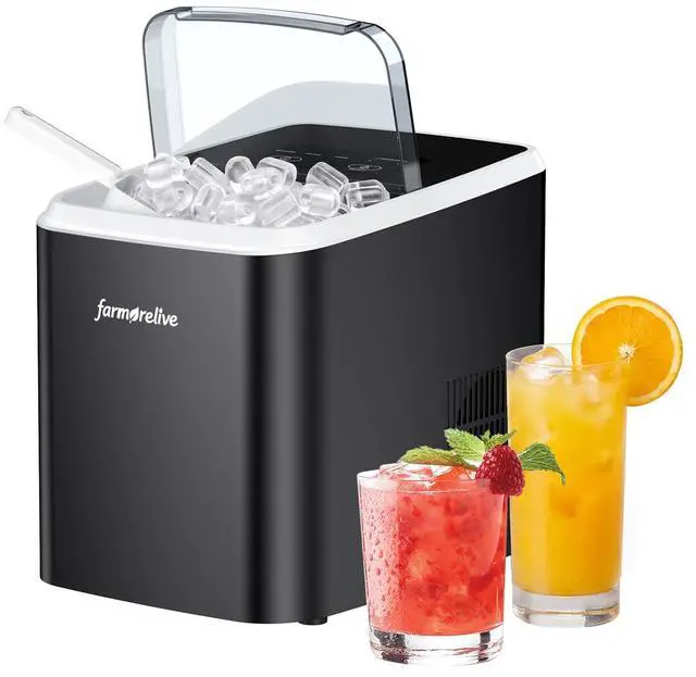 Main image of Portable Ice Maker Countertop - 26Lbs/24H Bullet Ice Machine with Self-Cleaning, Makes 9 Ice Cubes in 6-8 Mins, 2 Sizes of Ice for RV Kitchen Home Party Camping, Stainless Steel, 1.5L Water Tank