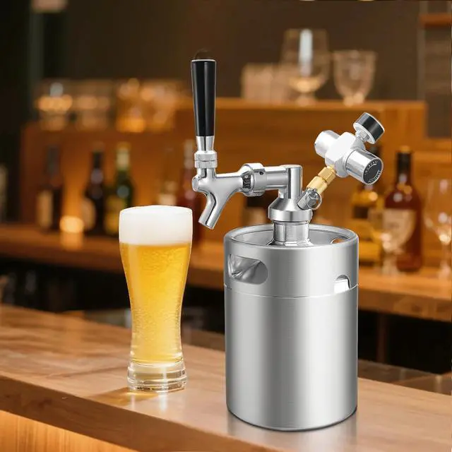 Alt view image 7 of 7 - 64oz Mini Keg Tap System, Pressurized Stainless Steel Growler Dispenser | Portable Beer Serving System, Equipped with CO2 Regulator& Self-Closing Faucet, Reliable Container to Retain Beer Freshness