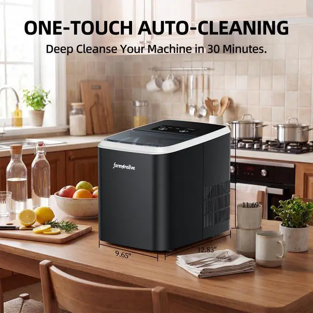 Alt view image 5 of 6 - Portable Ice Maker Countertop - 26Lbs/24H Bullet Ice Machine with Self-Cleaning, Makes 9 Ice Cubes in 6-8 Mins, 2 Sizes of Ice for RV Kitchen Home Party Camping, Stainless Steel, 1.5L Water Tank