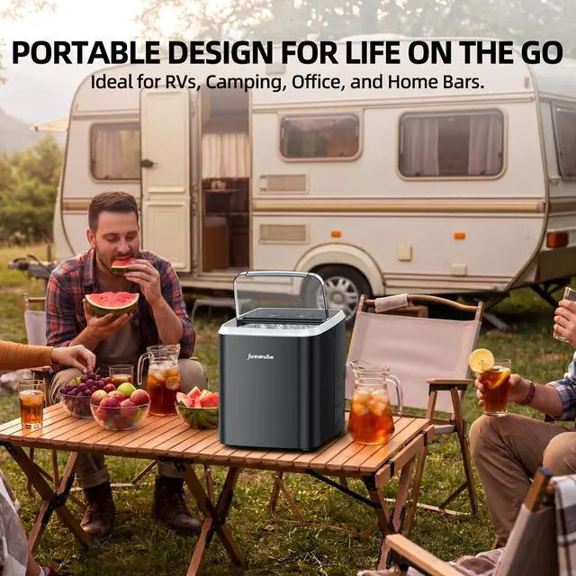 Alt view image 6 of 6 - Portable Ice Maker Countertop - 26Lbs/24H Bullet Ice Machine with Self-Cleaning, Makes 9 Ice Cubes in 6-8 Mins, 2 Sizes of Ice for RV Kitchen Home Party Camping, Stainless Steel, 1.5L Water Tank