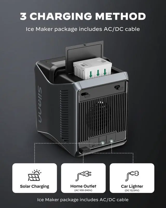 Alt view image 4 of 7 - 168 Wh Detachable Battery for 12 Volt RV Ice Maker, Specially Equipped SLIM39 Series Portable Ice Maker (Adapter not Included)