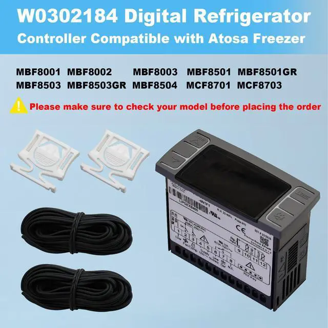 Alt view image 2 of 7 - W0302184 Digital Freezer Controller Compatible with Atosa Refrigerator | MBF8001 MBF8002 MBF8003 MBF8501 MBF8503 MBF8503GR MBF8504 MCF8701 Temperature Sensor Probes & Clasp, Replaces XR06CX-4N1F1