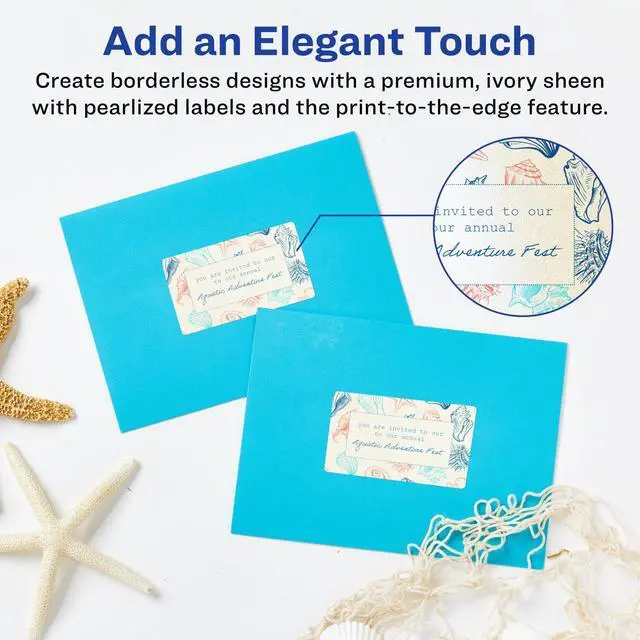 Alt view image 2 of 7 - ® Pearlized Ivory Rectangle Labels, Sure Feed® Technology, Print-to-The-Edge, 2" x 3", 800 Pearlized Ivory Labels, Laser/Inkjet Printable