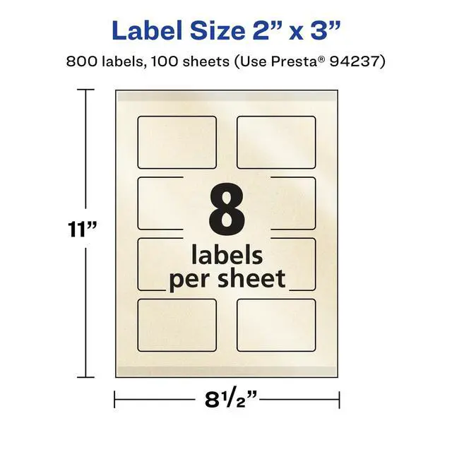 Alt view image 5 of 7 - ® Pearlized Ivory Rectangle Labels, Sure Feed® Technology, Print-to-The-Edge, 2" x 3", 800 Pearlized Ivory Labels, Laser/Inkjet Printable