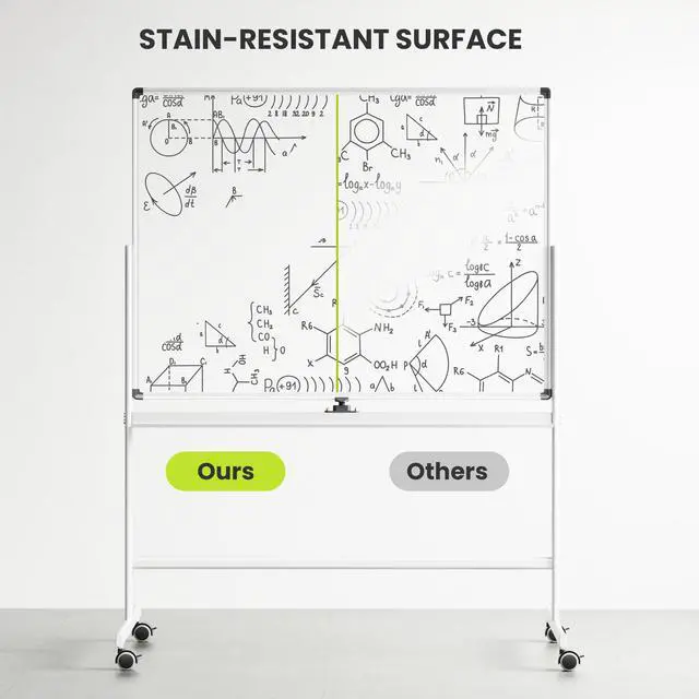 Alt view image 3 of 4 - Rolling Dry Erase Board, 48 x 36 Inches Double Side White Board Dry Erase on Wheels, Large Aluminum Frame Magnetic Whiteboard for Office, Home, School