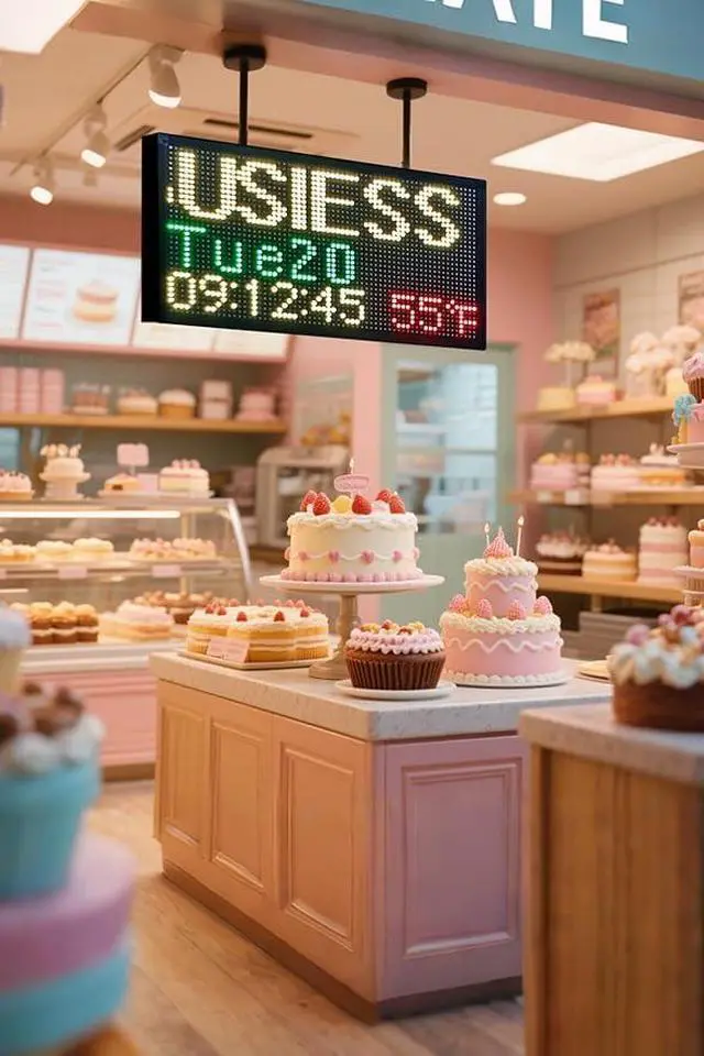 Alt view image 2 of 7 - 16.5x9" LED Open/Closed Sign Waterproof | Full-Color Outdoor Digital Clock with Remote & Auto-Dimming, Calendar & Temperature, for Retail Stores