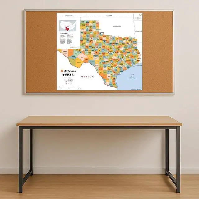 Alt view image 2 of 3 - Texas Counties Map - Large - 48" x 43.5" Laminated