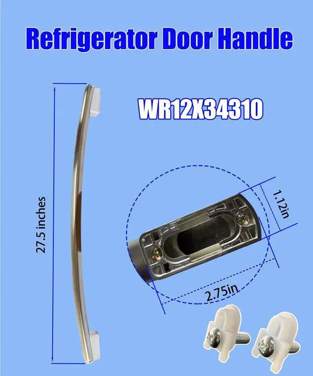Alt view image 2 of 5 - WR12X34310 Stainless Steel Freezer Door Handle with 2 pcs WR01X25070 Door Handle Fasteners Compatible with GE Etc Appliances Refrigerator,Replaces Parts 4960021 AP6994366 PS16220203 EAP16220203