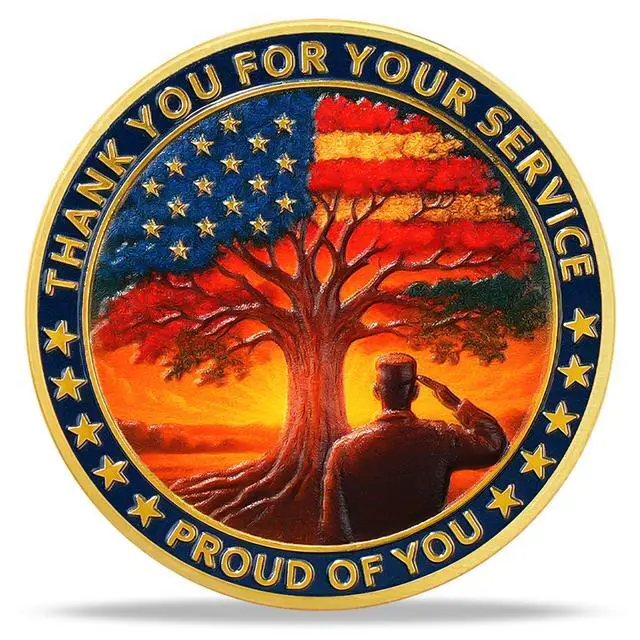 Alt view image 2 of 7 - 50 Pcs Veteran Coins for Honoring All Who Served - Bulk Thank You for Your Service Coins with US Flag Tree Design - Memorial Day Veterans Day Gifts for Veterans Military Gifts for Men