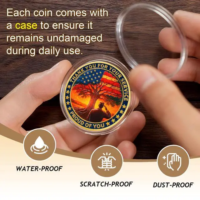 Alt view image 5 of 7 - 50 Pcs Veteran Coins for Honoring All Who Served - Bulk Thank You for Your Service Coins with US Flag Tree Design - Memorial Day Veterans Day Gifts for Veterans Military Gifts for Men