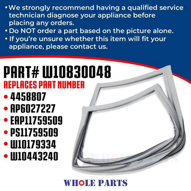 Alt view image 3 of 7 - Upgraded Gray Refrigerator Door Gasket, Left Side (Magnetic Strip Inside) Part # W10830048 Compatible with Select Kenmore, and Maytag Models