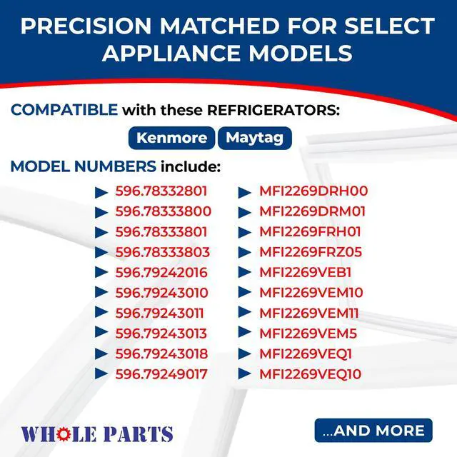 Alt view image 4 of 7 - Upgraded Gray Refrigerator Door Gasket, Left Side (Magnetic Strip Inside) Part # W10830048 Compatible with Select Kenmore, and Maytag Models