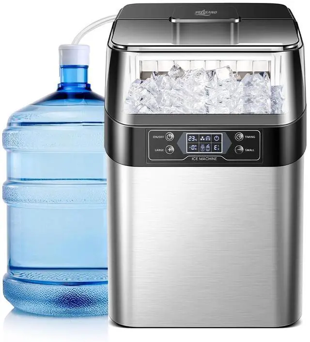 Main image of Ice Maker Countertop, 2 Ways to Add Water, 33lbs/24Hrs, 24 Pcs Ready in 13 Mins, Auto-Cleaning Portable Ice Maker with Basket and Scoop, for Home/Kitchen/RV/Camping, Silver