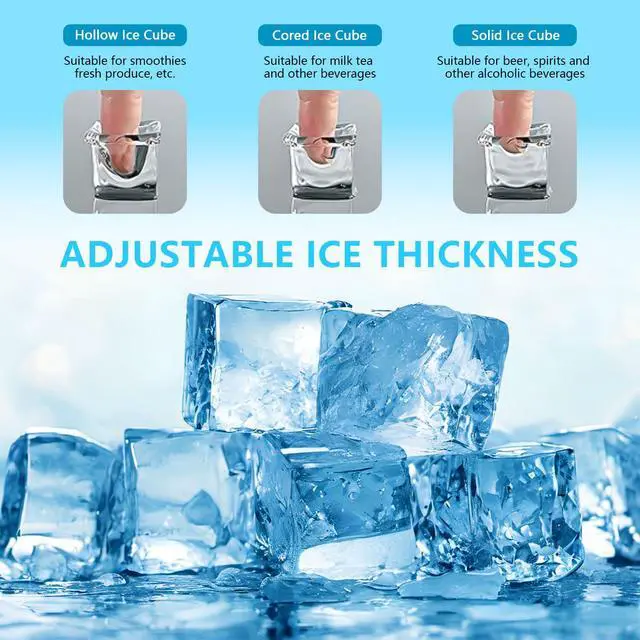 Alt view image 4 of 7 - Ice Maker Countertop, 2 Ways to Add Water, 33lbs/24Hrs, 24 Pcs Ready in 13 Mins, Auto-Cleaning Portable Ice Maker with Basket and Scoop, for Home/Kitchen/RV/Camping, Silver
