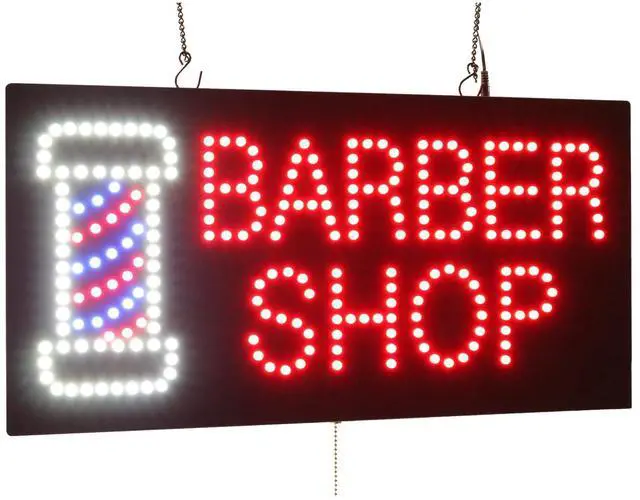 Main image of Barber Shop Sign, 24"x12", 60x30cm, LED, Neon, Florescent, Signage, Signboard, Display, Billboard, Screen, Grand Opening, Gift