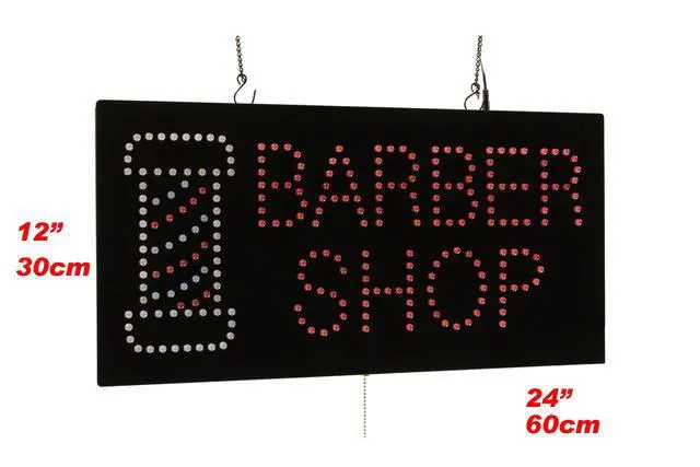 Alt view image 2 of 6 - Barber Shop Sign, 24"x12", 60x30cm, LED, Neon, Florescent, Signage, Signboard, Display, Billboard, Screen, Grand Opening, Gift