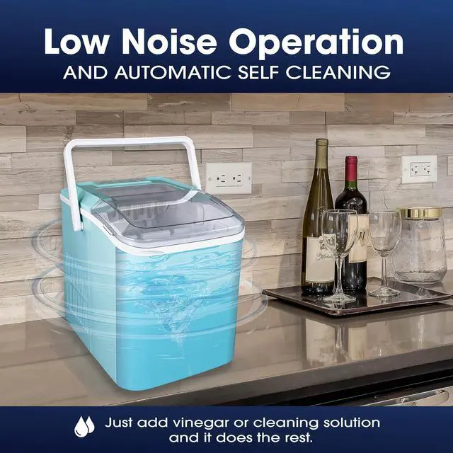 Alt view image 6 of 7 - Thermostar Automatic Self-Cleaning Portable Electric Countertop Ice Maker Machine with Handle, 26 Pounds in 24 Hours with Ice Scoop and Basket, Perfect for Water Bottles, Mixed Drinks, Parties, Aqua