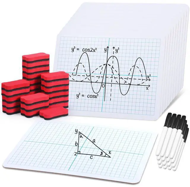 Main image of 24 Set Dry Erase Grid XY Axis Graph Whiteboard 9" X 12" White Board Whiteboard with Pens and Erasers Double Sided Math Lap Board for Students Classroom Teachers School Supplies