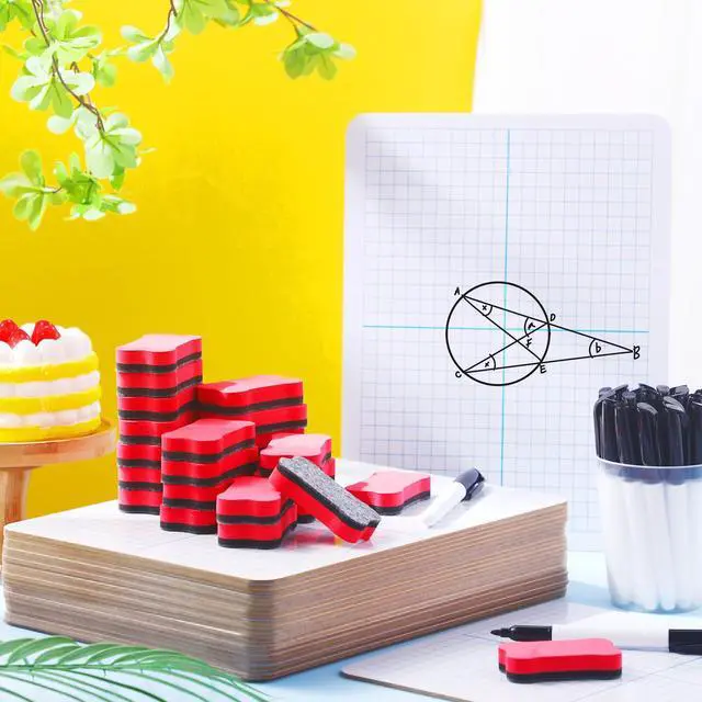 Alt view image 4 of 7 - 24 Set Dry Erase Grid XY Axis Graph Whiteboard 9" X 12" White Board Whiteboard with Pens and Erasers Double Sided Math Lap Board for Students Classroom Teachers School Supplies