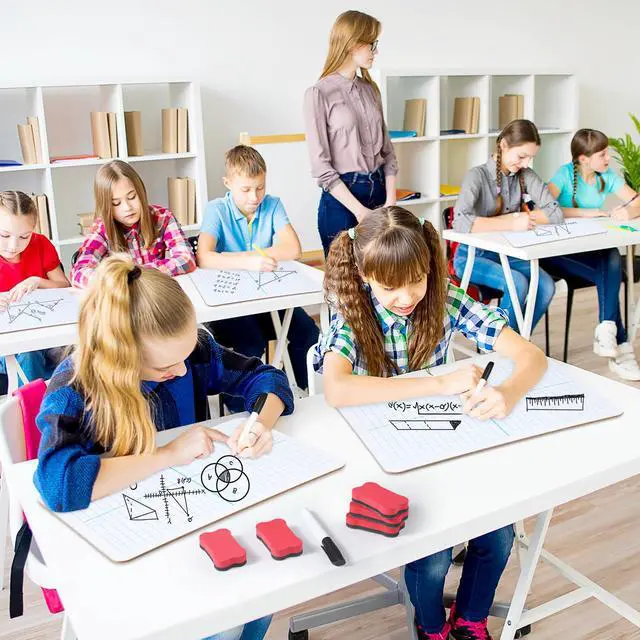Alt view image 5 of 7 - 24 Set Dry Erase Grid XY Axis Graph Whiteboard 9" X 12" White Board Whiteboard with Pens and Erasers Double Sided Math Lap Board for Students Classroom Teachers School Supplies