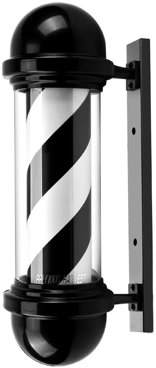 Main image of 20 Inch Barber Pole,Red Blue and White Barbershop Rotating Light Fixture,Classic Signs for Hair Salon,LED Light Source (Black)