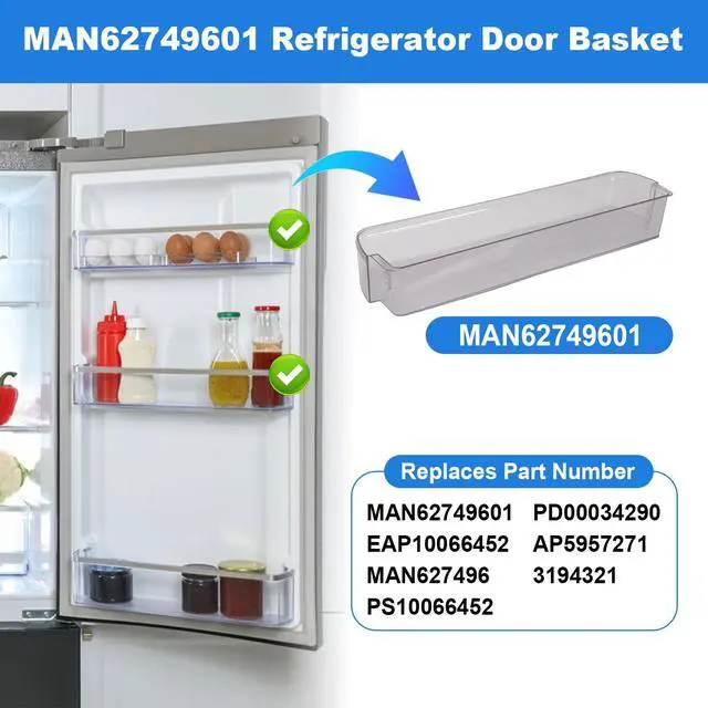 Alt view image 3 of 7 - MAN62749601 Refrigerator Door Basket Compatible with LG Kenmore | Refrigerator LDC24370ST, LDCS24223W, LDCS24223S etc and Kenmore Refrigerator Door Bin 79579043310, 79579043312, 79578042310