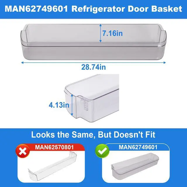 Alt view image 2 of 7 - MAN62749601 Refrigerator Door Basket Compatible with LG Kenmore | Refrigerator LDC24370ST, LDCS24223W, LDCS24223S etc and Kenmore Refrigerator Door Bin 79579043310, 79579043312, 79578042310