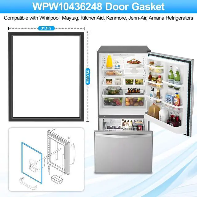 Alt view image 2 of 7 - UPGRADED WPW10436248 Refrigerator Door Gasket Compatible with Whirlpool, KitchenAid, Maytag, Kenmore, Amana Refrigerator Door Gasket Seal W10436248 W10131327 W10164035 Fridge Fresh Door Gasket, Black