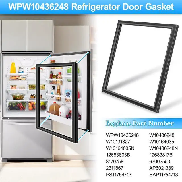 Alt view image 3 of 7 - UPGRADED WPW10436248 Refrigerator Door Gasket Compatible with Whirlpool, KitchenAid, Maytag, Kenmore, Amana Refrigerator Door Gasket Seal W10436248 W10131327 W10164035 Fridge Fresh Door Gasket, Black