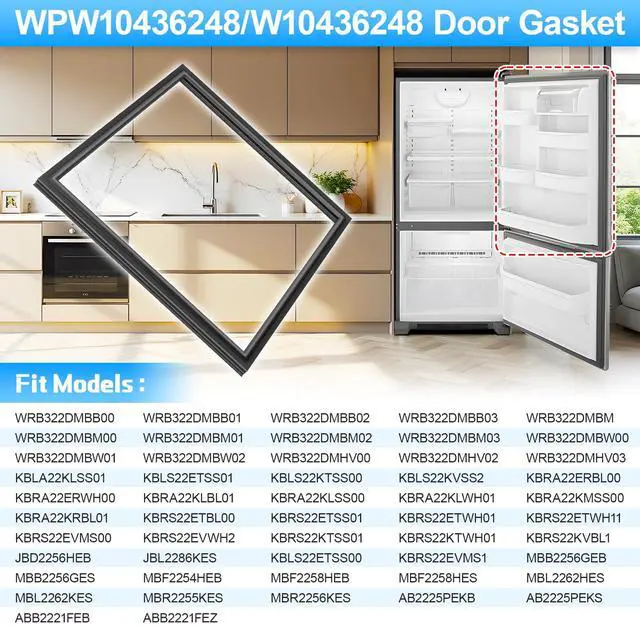 Alt view image 4 of 7 - UPGRADED WPW10436248 Refrigerator Door Gasket Compatible with Whirlpool, KitchenAid, Maytag, Kenmore, Amana Refrigerator Door Gasket Seal W10436248 W10131327 W10164035 Fridge Fresh Door Gasket, Black