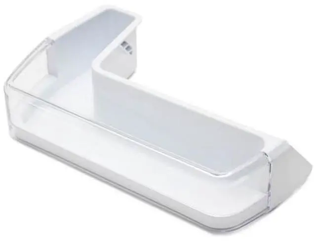 Main image of DA97-11478A Refrigerator Middle Door Shelf Bin w/Guard, Left, White, 14x10x5 (Replaces DA63-06471A)