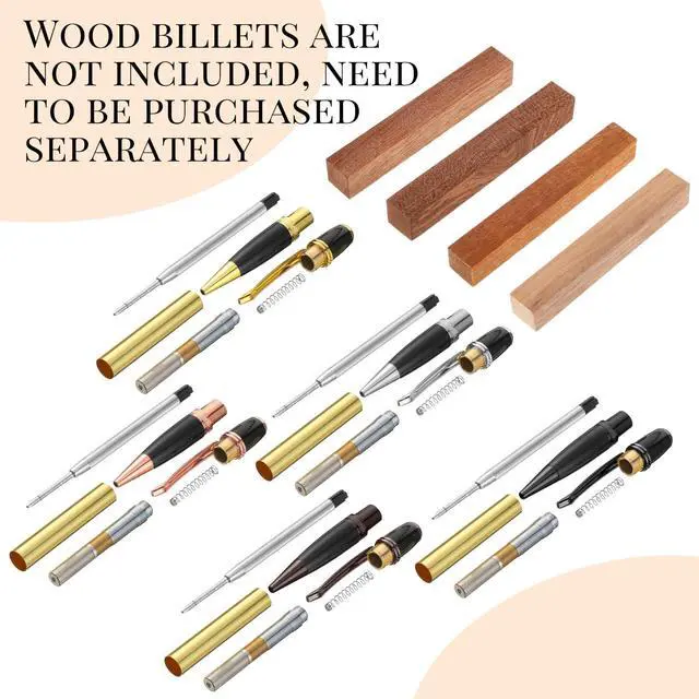 Alt view image 6 of 6 - 30 Pack Woodturning Pen Kit Twist Ballpoint Pen Kit with Refill Copper for DIY Classroom Supplies Teacher Student Friends Gift