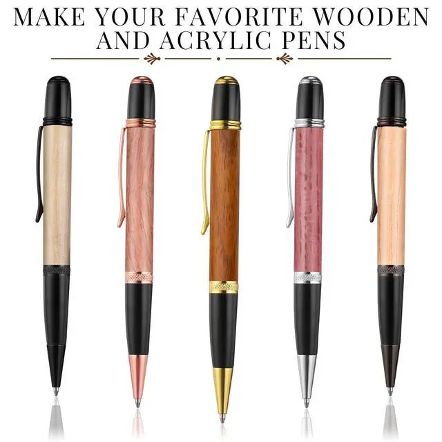 Alt view image 5 of 6 - 30 Pack Woodturning Pen Kit Twist Ballpoint Pen Kit with Refill Copper for DIY Classroom Supplies Teacher Student Friends Gift