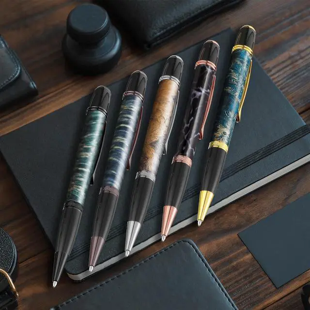 Alt view image 4 of 6 - 30 Pack Woodturning Pen Kit Twist Ballpoint Pen Kit with Refill Copper for DIY Classroom Supplies Teacher Student Friends Gift