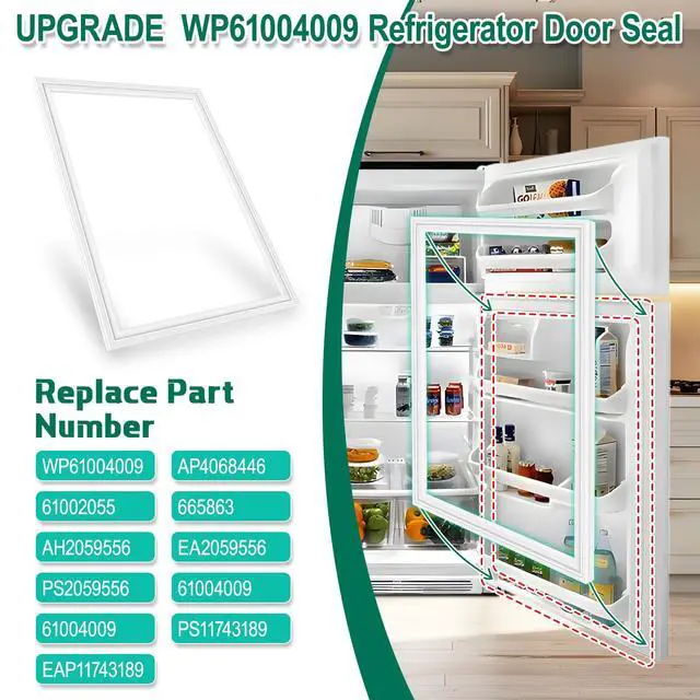 Alt view image 2 of 7 - UPGRADED WP61004009 Refrigerator Door Gasket Replacement Compatible with GE, Whirlpool and Maytag Replaces AP6010013, 61004009 French Door Seal AFI2538AEB13 59679249013 Freezer Door Seal