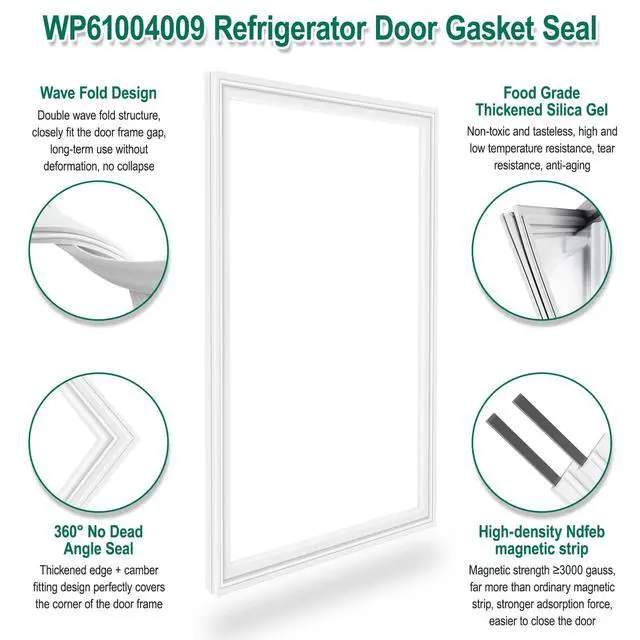 Alt view image 4 of 7 - UPGRADED WP61004009 Refrigerator Door Gasket Replacement Compatible with GE, Whirlpool and Maytag Replaces AP6010013, 61004009 French Door Seal AFI2538AEB13 59679249013 Freezer Door Seal