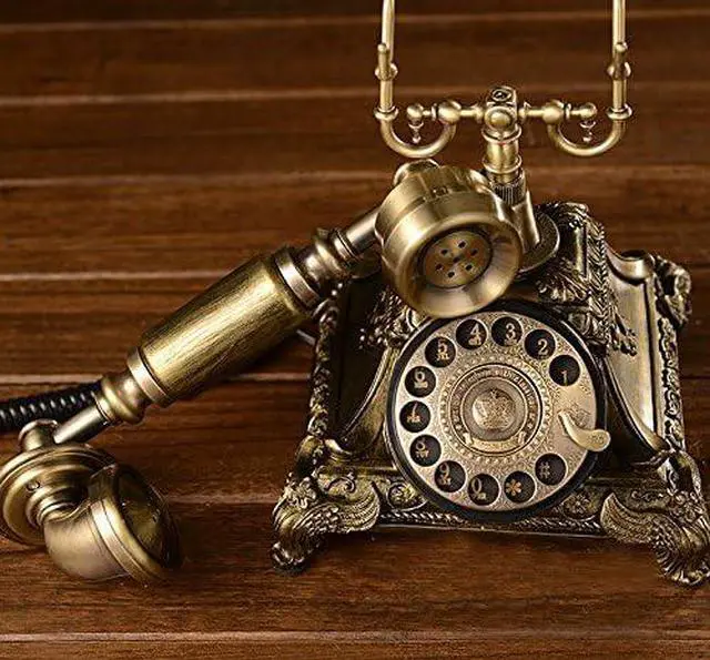 Alt view image 6 of 7 - Resin Imitation Copper Vintage Style Rotary Retro Old Fashioned Rotary Dial Home and Office Telephone