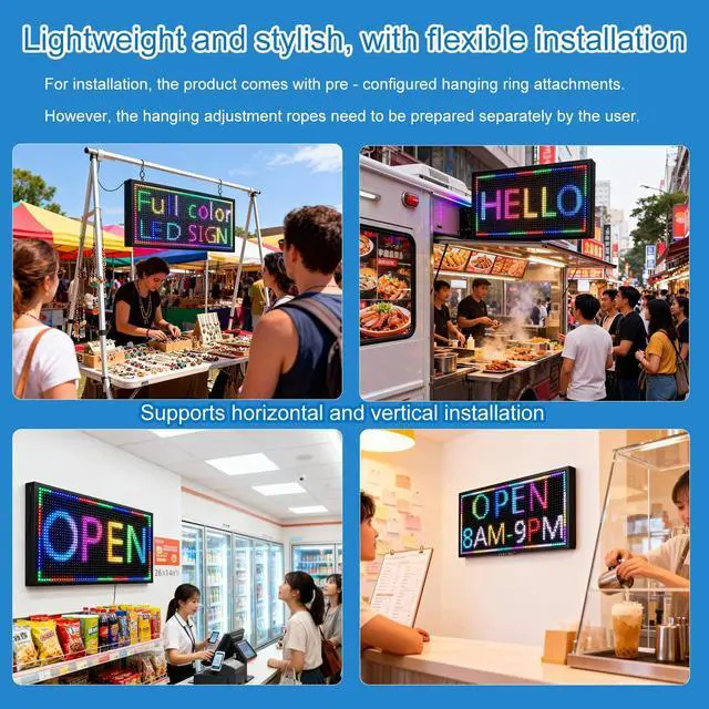 Alt view image 3 of 7 - Outdoor Programmable Scrolling Waterproof Led Sign P10(26" * 14") | Suitable for stores, supermarkets, bars, and hotels;IP65;programmable