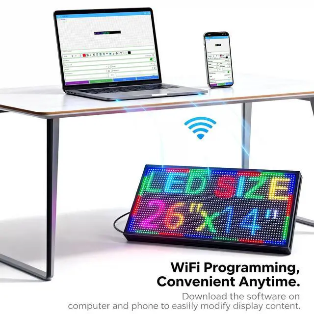 Alt view image 4 of 7 - Outdoor Programmable Scrolling Waterproof Led Sign P10(26" * 14") | Suitable for stores, supermarkets, bars, and hotels;IP65;programmable